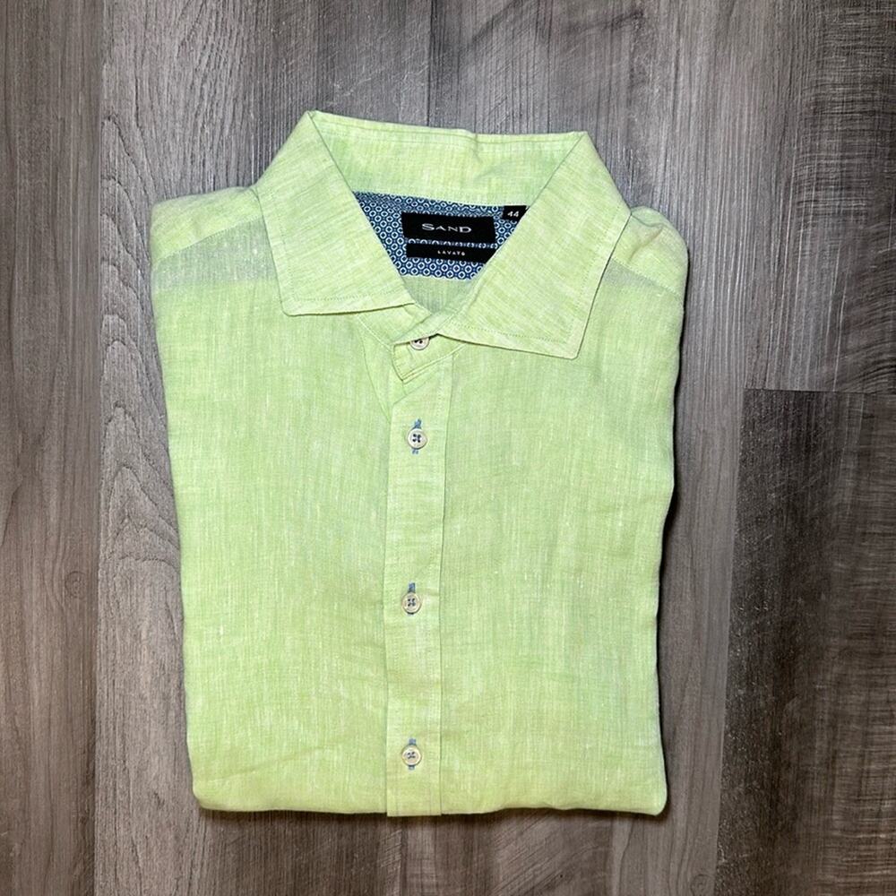 Sand Lavatd Linen Long Sleeve Button Down - 44 (XL)